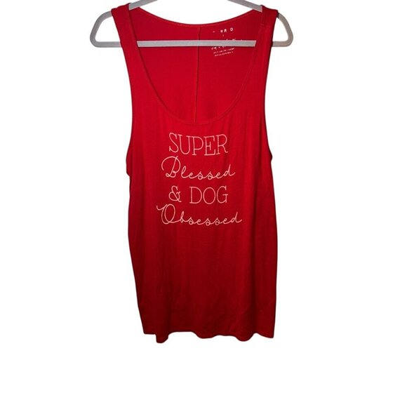 Torrid Red Tank Top Super Blessed & Dog Obsessed Graphic Womens Size 1 Oversized - Picture 1 of 4